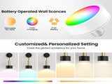 Battery Operated Sconce Set of 2, Dimmable RGB Sconce with Remote Indoor Battery Powered V1171-CB-WLPD-CU-B-RGB-BO2