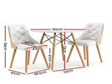 Artiss Table and Chairs Set 3PCS 90cm 2 Seater Round Set for Kitchen, Apartment, DSET-TAB90-2004-WHX2