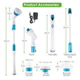 5PCS Rechargeable Spin Scrubber Electric Turbo Scrub Cleaning Brush Cordless Kit V201-FAZ0120DB8AUX5