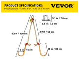 V Bridle Chain, 5/16 in x 2 ft Tow Chain Bridle, Grade 80 V-Bridle Transport Chain, 9260 Lbs Break V952-SZGLTJ5162FT00001V0