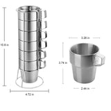 Stackable Camping Coffee Cups with Handle,Insulated Stainless Steel 300ml 10oz Double Wall Coffee V1192-AZ-W-11248