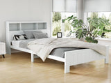 Artiss Bed Frame King Single Size Wooden with 3 Shelves Bed Head White WBED-D-S1-107-AB