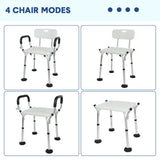 Shower Seat Bath Chair Adjustable Height Non-Slip Shower Bathtub Seat with Padded Arms Removable V985-BATHSEAT