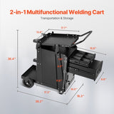 VEVOR Welding Cart 2 Drawers Welder Cart Heavy Duty with Lockable Cabinet 350LBS V952-DCSTHJTC350LLZY72V0