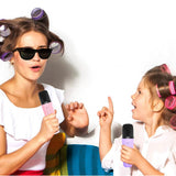 Portable Karaoke Microphone Machine Mini Bluetooth Speaker with 2 Wireless Mics Purple V1263-JX-6981-3