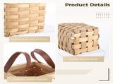6 Pack Small Woven Gift Baskets with Leather Handles, Mini Wooden Storage Buckets, Rustic Decorative V1192-AZ-W-18359