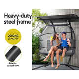 Gardeon Outdoor Egg Swing Chair Wicker Furniture Pod Stand Canopy 2 Seater Grey HM-EGG-FOLD-D-GR