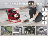 Drain Cleaner Machine Drain Auger 50FT x 1/2 Inch Manual Feed & 4 Cutters V952-SDJJKLSGDSTJZQNLAV3
