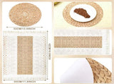 100 Pcs Boho Disposable Paper Placemats Set Round Braided Rattan Woven Place and Rectangle Burlap V1259-DP01-A-5635