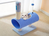 Interactive Cat Tunnel & Scratching Post with Spring Toy - Cozy Playtime for Kittens Blue V888-ELOSUNG10726