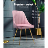 Artiss Dining Chairs Set of 2 Velvet Channel Tufted Pink UPHO-D-DIN203C-VEL-PKX2