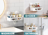 Double Layer Soap Dish and Shower Caddy Suction Cup, Bathroom Shelf Storage Basket Wall Mounted V1189-LC-AMZ-00273