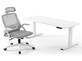 Artiss Standing Desk Office Chair Sit Stand Ergonomic Combo 140cm White SDOC-ET156E-MESH-WHGY
