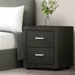 Artiss Bedside Table 2 Drawers Fabric - CADEN Charcoal BFRAME-E-BSIDE-CHAR