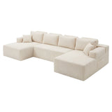Levede Modular Sofa Lounge Set Corduroy U Shaped Sectional Cloud Couch Beige SOFABED1013-BG-AU