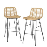 Gardeon 2 Piece Outdoor Bar Stools Wicker Dining Rattan Chair ODF-BA-TW-RATTAN-NA-X2