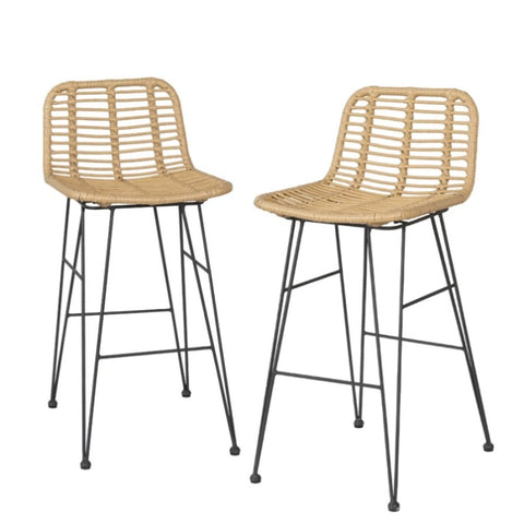 Gardeon 2 Piece Outdoor Bar Stools Wicker Dining Rattan Chair ODF-BA-TW-RATTAN-NA-X2