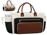 Large Capacity Tote Bag for Work, Travel & Daily Commute, Fits Laptop & 40oz Tumbler, Versatile V1341-ZY-8P3JPHQY-BLACK-BROWN