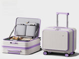 Purple and white Front Opening Carry On Luggage 18 Inch - Lightweight Hard Shell Suitcase with V888-ELOSUNG47215