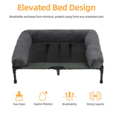 Large Oversized Raised Dog Bed with Cooling Bolster Lounger V767-P-XD128-GY-LG1