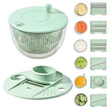 2 in 1 Salad Spinner and Vegetable Chopper 6 Interchangeable Bs 420 Steel BPA Free Bowl V1263-JX-8015