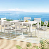 Gardeon Outdoor Dining Set 7 Piece Aluminum Table Chairs Setting White FF-DINING-7CLS-WH-AB