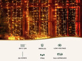 Jingle Jollys 6x3m Christmas Curtain Lights 960 LED RGB Remote Hanging Fairy Backdrop XMAS-CUR600-6M-WARM-MC