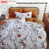 300TC Boronia Silver Reversible Cotton Quilt Cover Set King V442-ATX-QUILTCS-300TCBORONIA-SILVER-KI