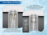 3 in 1 Bathroom & Kitchen Sink Drain Strainer V1258-DP02-C-812