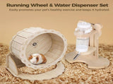 2PCS Hamster Wheel Set, Includes Silent Exercise Wheel and Adjustable Water Dispenser Stand, Hamster V1369-AZ3-W-08651