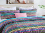 100% Cotton Violet Lagoon Floral Stripe Coverlet Bedspread Set V745-MMPAC06193Q13U