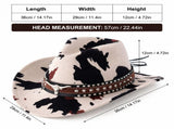 White Cow Print Western Cowboy Hat - Retro Cattle Head Studded Band, 57cm Head Fit, Wide Brim V888-ELOSUNG57120-1