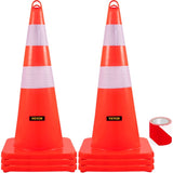VEVOR Safety Cones, 6 x 28\" Cones, PVC Orange Construction Cones, 2 Reflective Collars V952-AQZYCQHSBJ286KUPSV0