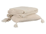 DreamZ Knitting Throw Blanket Cushion Beige BK1021SET-BG_NZ