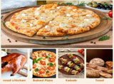 1 Set Pizza Stone Wooden Pizza Peel Paddle Baking Stone for Oven and Grill Thermal Shock Resistant V1294-YM0717-10102893