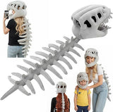 120CM Black Funny Dinosaur Skeleton Plush Headwear Quirky Bone Fossil Plushie Hat & Huggable Doll V888-ELOSUNG52005