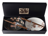 Bowl Set 2pcs with Chopsticks Cherry Blossom Design V637-C0054