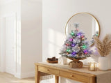 Christabelle 61cm 2ft Alpine Snow Potted Christmas Tree Pre Lit LED Pinecone Hessian Tabletop F 112_WFLAS2P