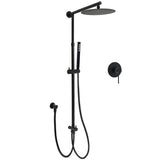 Matt Black 2in1 Round Shower 10" Rainfall Head Metal Handheld Sliding Rail Diverter Mixer Set V1233-SC842BSS019CBLKSR110BKRD201B