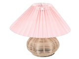 Pleated Table Lamp Soft Yellow Light Linen Lampshade Rattan Base Bedside Lamp for Bedroom Roseate V1294-YM0901-3119250082811