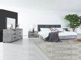 Queen 4 Pcs Bedroom Suite with Dresser Fabric Upholstery MDF Combination of Black & Cement Colour V43-BDS-COP-4PC-DRS