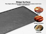 Reversible Cast Iron Griddle Rectangular BBQ Plate 43x24cm Double-Sided Flat Top Griddle Pan and V985-GRILLPRESS