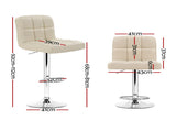 Artiss 2x Bar Stools Leather Gas Lift Beige BA-TW-NEW1055-BGX2