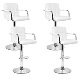 Artiss 4x Bar Stools Leather Gas Lift w/Armrest White BA-K-1055A-WHX4