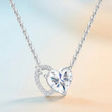 Elegant Dual Heart Moissanite Pendant Necklace in Sterling Silver, Featuring a Sparkling 8x8mm Eight V1341-ZY-VXR5QYDA-MOISSANITE-PREMIUMS925