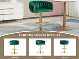 SERENIT Modern Velvet Breakfast Bar Stools Swivel Barstools Adjustable Counter Stools with Backrest V255-GP1782R-GREEN