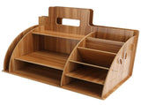 Wood Desktop Organizer Innovative Cosmetics Stationery Storage Rack for Home OfficeCherry Wood Color V1294-YM0721-3117210041012