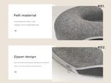 Beige Felt Donut Cat Bed with Zipper Tunnel Toy, Double-Layer Pet Cave for Cats, M Size , V888-ELOSUNG48637