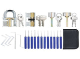 17 PCS Lock Picking Set with Storage Bag 4 PCS Visible Practice Lock Set Transparent Padlock V1294-YM0901-H31152