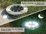 Solar Ground Lights,8 LED Solar Powered Disk Lights Outdoor Waterproof Garden Landscape Lighting for V1192-AZ-W-16258